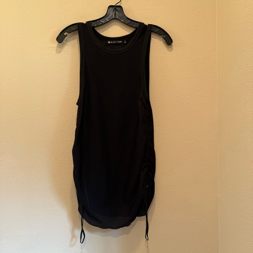 Blanc Noir Black Ruched Tank Top